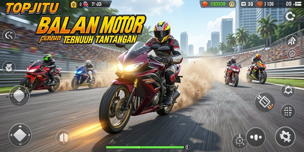 Gameplay seru dan menantang di circuit balapan motor.